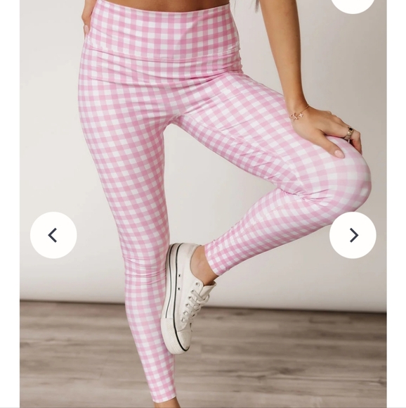 AMPERSAND AVE Pants - NWT Ampersand Sporty Leggings All In Pink Gingham Check Athletic 3XL…